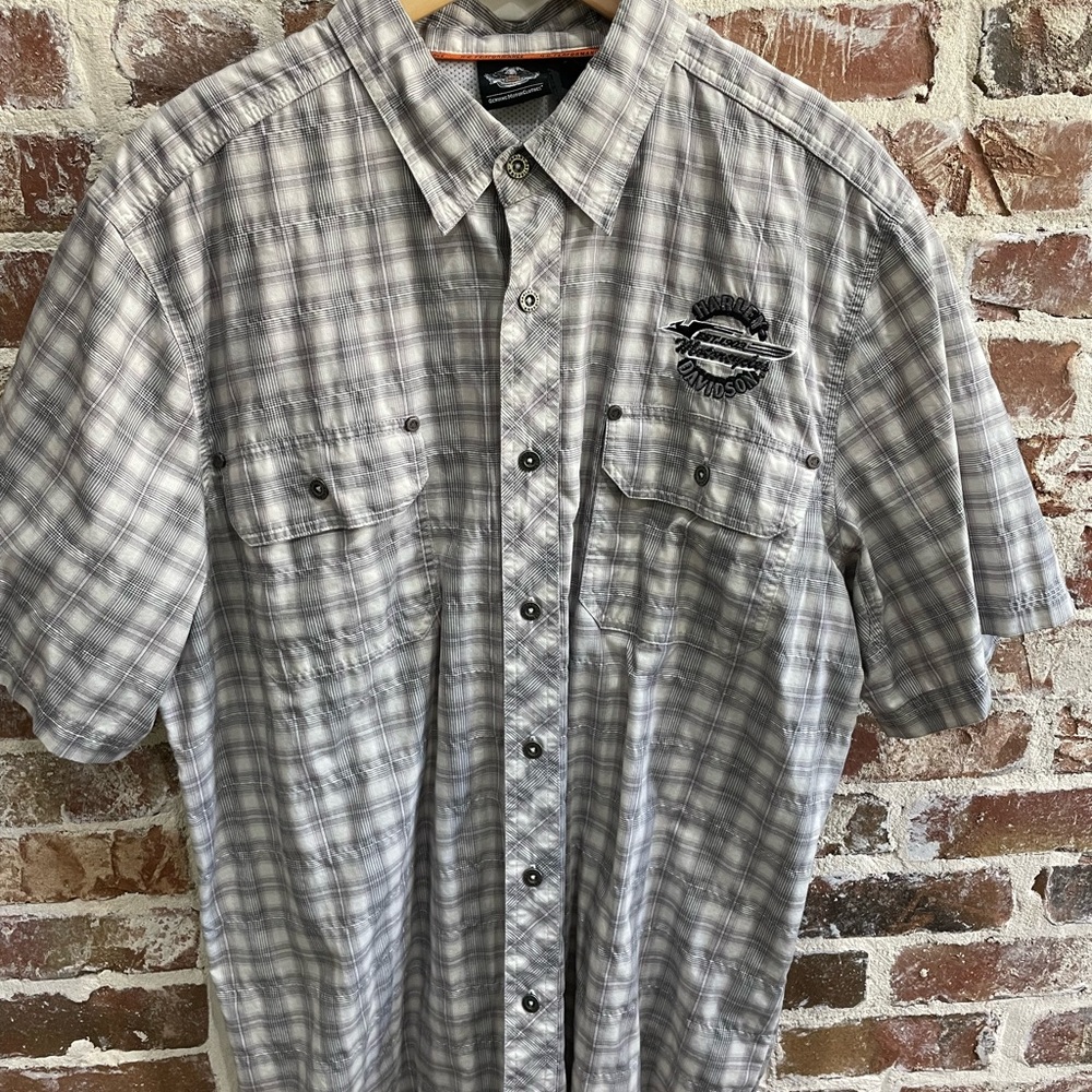 Harley Davidson motorcycles button done short sleeve shirt